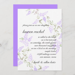 Bat Mitzvah Purple Lilac Floral Vine Invitation