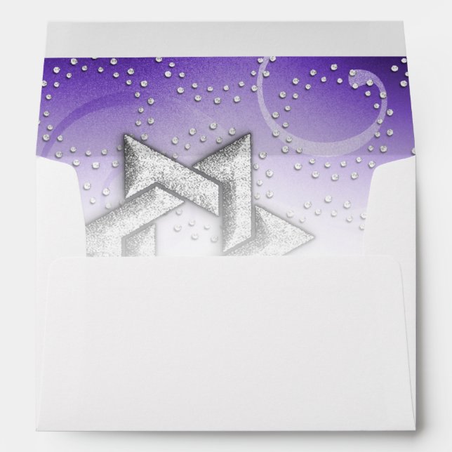 Bat Mitzvah Purple Shimmer Star of David Envelopes (Back (Bottom))