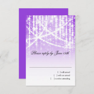Bat Mitzvah Purple Sparkly Lights RSVP Card