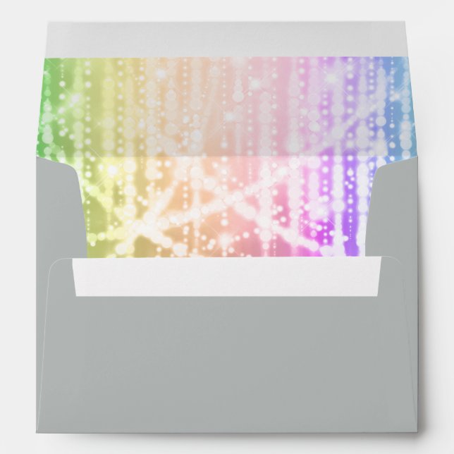 Bat Mitzvah Rainbow Sparkly Lights Envelopes (Back (Bottom))