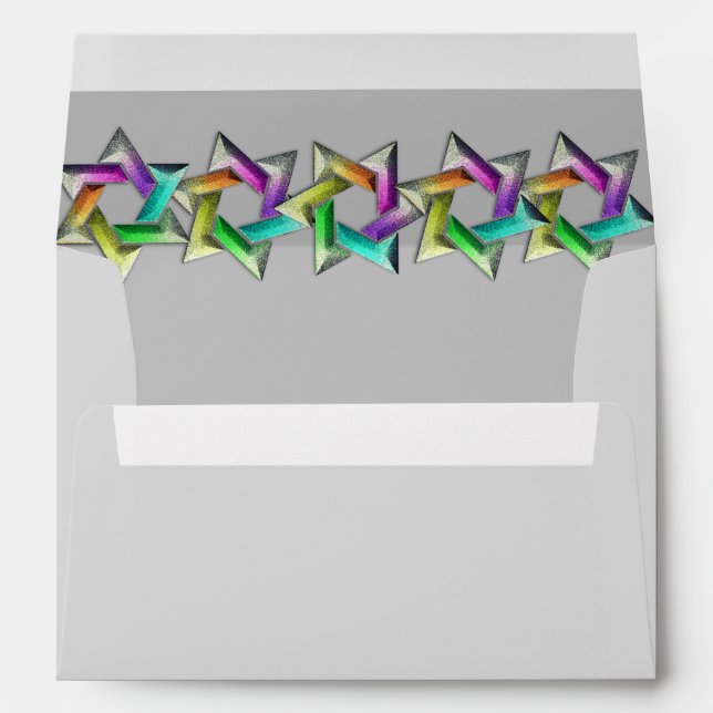 Bat Mitzvah Rainbow Star on Any Colour Envelope (Back (Bottom))