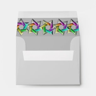 Bat Mitzvah Rainbow Star on Any Colour RSVP Envelope