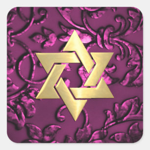 Bat Mitzvah Raspberry Pink with Any Colour Square Sticker