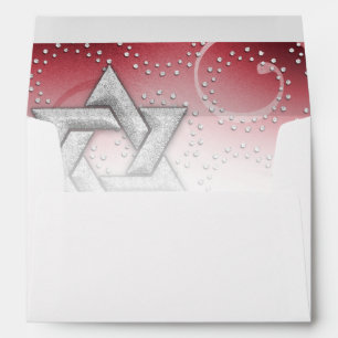Bat Mitzvah Red Shimmer Star of David Envelope