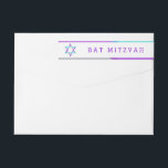 Bat Mitzvah Return Address Labels | Purple   Teal<br><div class="desc">Pretty, purple and teal Star of David wrap-around return address labels designed to match our modern Bat Mitzvah invitations. The labels feature a Star of David with purple, teal, and silver accents around the words "Bar Mitzvah" and the return address. Personalise with your own return address online. If you need...</div>