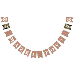 Bat Mitzvah Rose Gold Mazel Tov Optional Photo Bunting