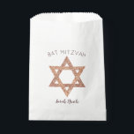 Bat Mitzvah Rose Gold Star Of David Glam Party Favour Bag<br><div class="desc">Personalised Bat Mitzvah favour bags with a simple faux rose gold Star of David symbol will set the tone for your glam party. The simple design includes two sets of text, BAT MITZVAH in a gentle arch above the rose gold Shield of David and room for your daughter's name in...</div>