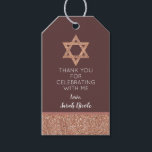 Bat Mitzvah Rose Gold Star Of David Thank You Gift Tags<br><div class="desc">Personalise these faux rose gold glitter Star of David accent thank you gift tags as a special touch to your Bat Mitzvah party plans. White text on a deep mauve background can be customised independently - on the front, the thank you section in a simple sans sherif font and the...</div>