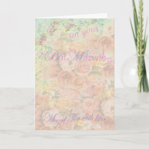 BAT MITZVAH ROSE PAINTING GREETING CARD