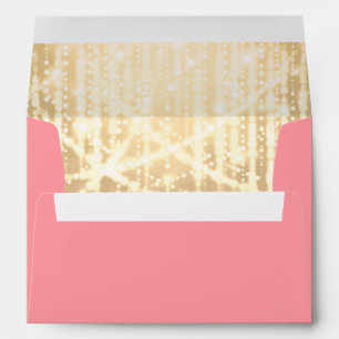 Bat Mitzvah Rose Pink and Gold Sparkly Lights Envelopes