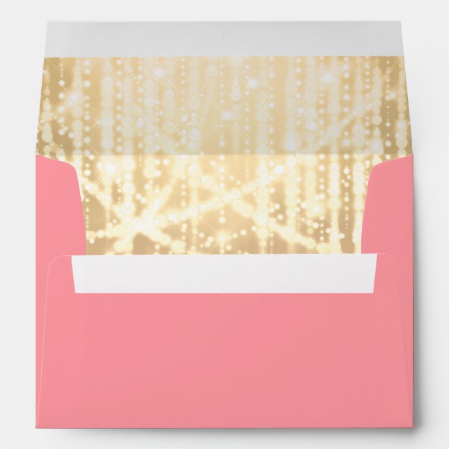 Bat Mitzvah Rose Pink and Gold Sparkly Lights Envelopes (Back (Bottom))