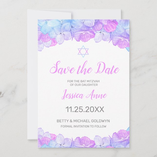 Bat Mitzvah Save the Date (Front)