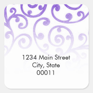 Bat Mitzvah Scroll Pattern Purple Square Sticker