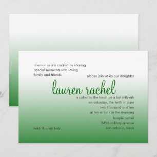 Bat Mitzvah Silver and Green Gradient Invitation
