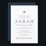 Bat Mitzvah Simple Modern Star of David Invitation<br><div class="desc">Composed of playful script and san serif typography; All against a backdrop of white background. 

This is designed by Select Party Supplies,  exclusive for Zazzle.

Available here:
http://www.zazzle.com/store/selectpartysupplies</div>