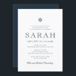 Bat Mitzvah Simple Modern Star of David Invitation<br><div class="desc">Composed of playful script and san serif typography; All against a backdrop of white background. 

This is designed by Select Party Supplies,  exclusive for Zazzle.

Available here:
http://www.zazzle.com/store/selectpartysupplies</div>