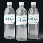 Bat Mitzvah Simple Modern Turquoise Gold Agate Water Bottle Label<br><div class="desc">No Bat Mitzvah party is complete without personalised water bottles. Let your favourite Bat Mitzvah be proud, rejoice and celebrate her milestone at her perfectly coordinated party. Dark turquoise teal blue typography, turquoise blue agate rocks accented with faux gold veins and a faux gold Star of David, overlay a simple,...</div>