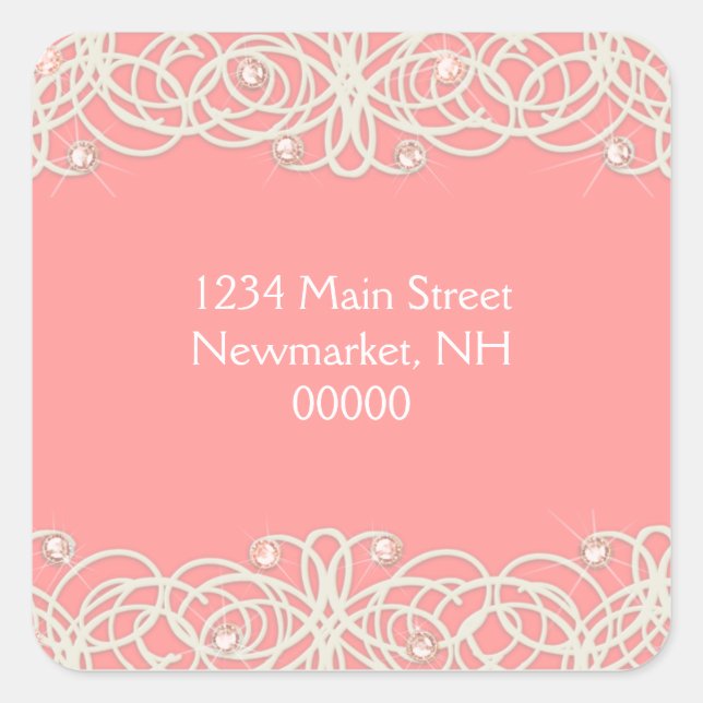 Bat Mitzvah Sparkle and Lace Square Sticker (Front)