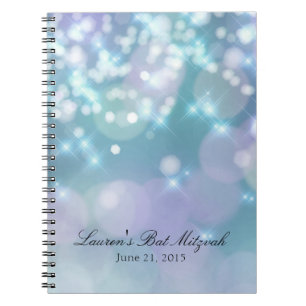 Bat Mitzvah Sparkle Lights Blue and Purple Notebook