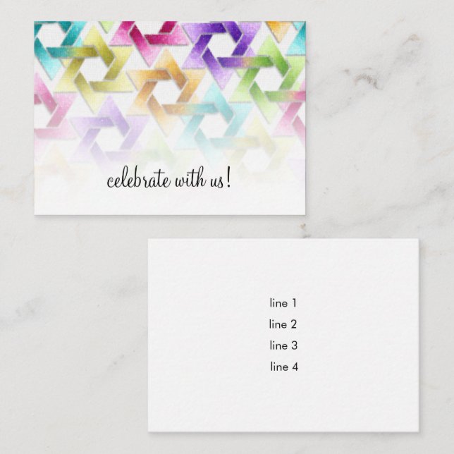 Bat Mitzvah Star of David Damask Reception Card (Front/Back)