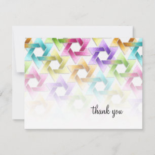 Bat Mitzvah Star of David Damask Thank You Card