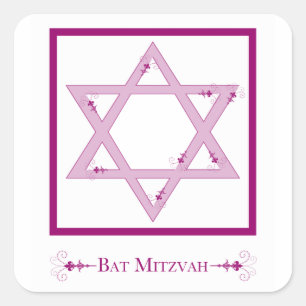 bat mitzvah (star of david elegance) square sticker