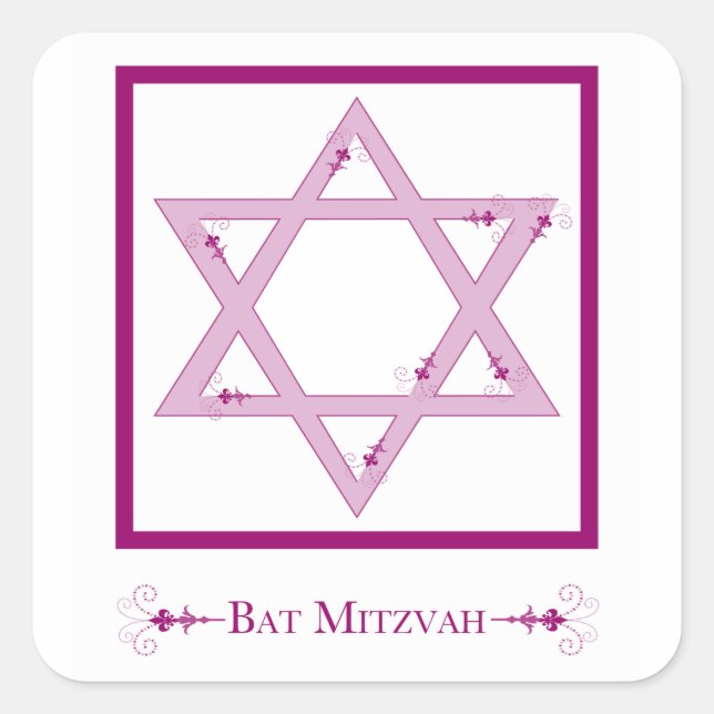 bat mitzvah (star of david elegance) square sticker (Front)