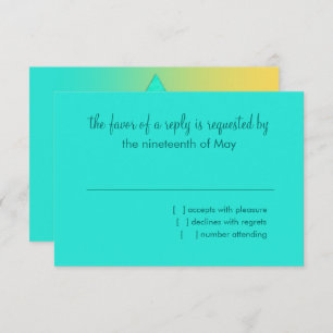 Bat Mitzvah Star of David Yellow Aqua RSVP Card