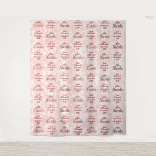 Bat Mitzvah Step and Repeat Rose Gold Backdrop Tapestry