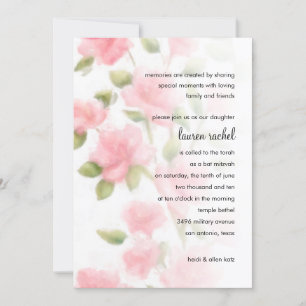 Bat Mitzvah Sweet Pink Azaleas Invitation