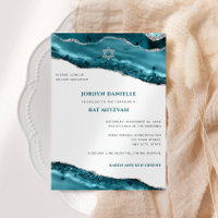 Bat Mitzvah Teal and Silver Agate Modern