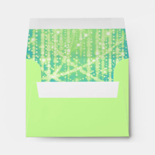Bat Mitzvah Teal Blue Lime Green Sparkly Lights Envelopes