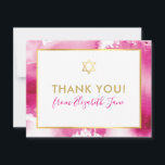 BAT MITZVAH thank you gold star pink watercolor<br><div class="desc">by kat massard >>> kat@simplysweetPAPERIE.com <<< A simple, stylish way to say thank you to your guest's for attending your child's BAT MITZVAH Setup as a template it is simple for you to add your own details, or hit the customise button and you can add or change text, fonts, sizes...</div>
