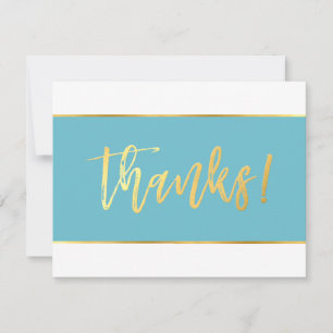 BAT MITZVAH THANKS modern turquoise blue gold Thank You Card