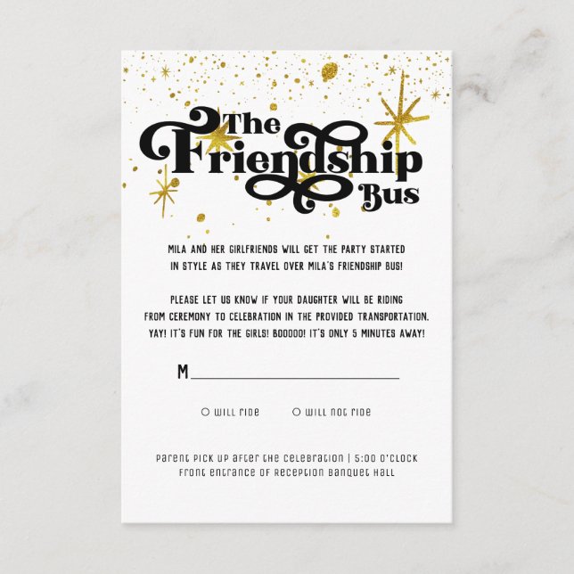 Bat Mitzvah Transportation Details Card (Front)