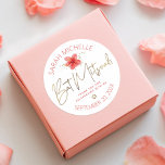 Bat Mitzvah Tropical Floral Watercolor Gold Script Classic Round Sticker<br><div class="desc">Be proud, rejoice and celebrate this milestone of your favourite Bat Mitzvah whenever you use this sophisticated, personalised sticker! A stylish, stunning, colourful, tropical watercolor plumeria flower, faux gold handwritten script, Star of David and glitter dots, along with rose pink modern sans serif type, overlay a white background. Personalise the...</div>