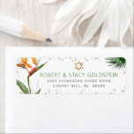 Bat Mitzvah Tropical Gold Palm Watercolor Address Return Address Label<br><div class="desc">Be proud, rejoice and celebrate this milestone of your favourite Bat Mitzvah with this sophisticated, personalised return address label! Stylish, stunning, colourful, tropical watercolor birds of paradise flowers, faux gold Star of David and glitter dots and green and grey modern sans serif type overlay a white background. Personalise the custom...</div>
