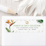 Bat Mitzvah Tropical Gold Palm Watercolor Address Return Address Label<br><div class="desc">Be proud, rejoice and celebrate this milestone of your favourite Bat Mitzvah with this sophisticated, personalised return address label! Stylish, stunning, colourful, tropical watercolor birds of paradise flowers, faux gold Star of David and glitter dots and green and grey modern sans serif type overlay a white background. Personalise the custom...</div>