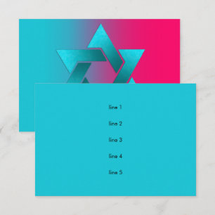 Bat Mitzvah Turquoise and Pink Ombre Star of David Card