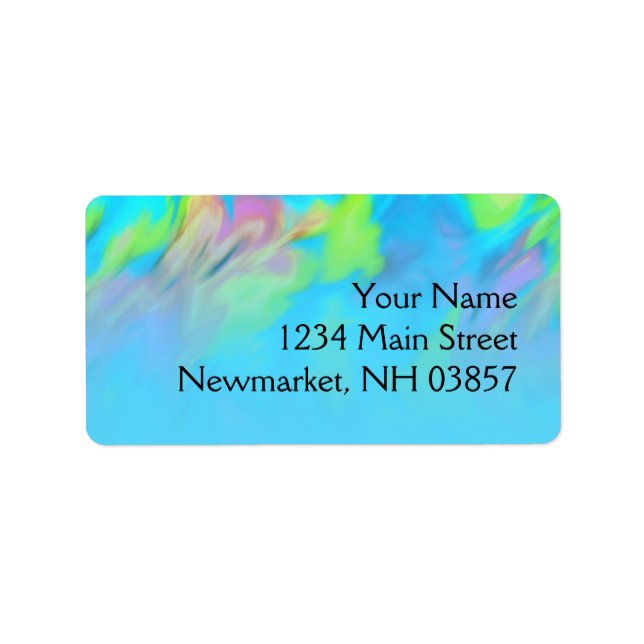 Bat Mitzvah Turquoise Blue Lime Pink Tye Dye Label (Front)