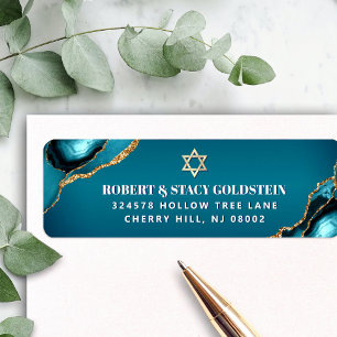 Bat Mitzvah Turquoise Ombre Gold Agate Address Return Address Label