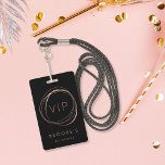 Bat Mitzvah VIP Pass ID Badge<br><div class="desc">Create an atmosphere of Hollywood glam at your bat mitzvah party with these personalised VIP passes. Chic black badge features "VIP" surrounded by a faux rose gold abstract circle. Personalise with the guest of honour's name beneath and the event date on the back. Badges can also be personalised with each...</div>