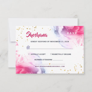 Bat Mitzvah Watercolor Glitter Response Card
