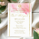 Bat Mitzvah Watercolor Invitation | Abstract Pink<br><div class="desc">he "Bat Mitzvah Watercolor Abstract Invitation" is a beautiful and elegant invitation, perfect for a Bat Mitzvah celebration. This invitation features an abstract watercolor design in soft pink tones, adding a touch of sophistication and joy to the event. It is designed by CaMiDesigns. For orders, shipping, product information, and further...</div>