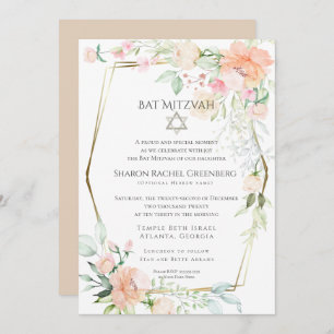 BAT MITZVAH   Watercolor Spring Blossoms Verse 2 Invitation