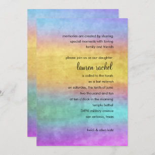 Bat Mitzvah Watercolor Streaks Invitation