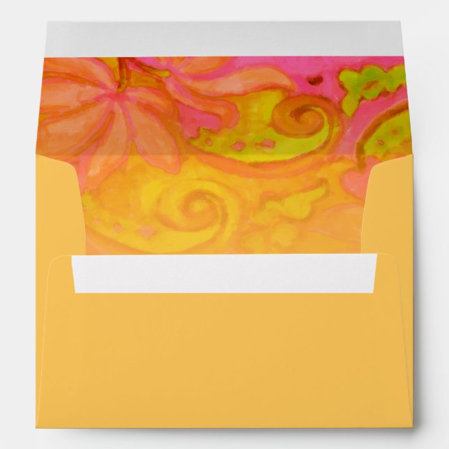 Bat Mitzvah Yellow and Pink Floral Envelope (Back (Bottom))