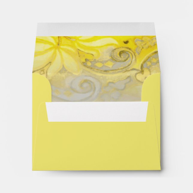 Bat Mitzvah Yellow Grey Boho Floral Envelope (Back (Bottom))