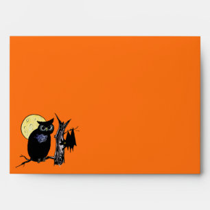 Bat Moon and Owl on Halloween Envelope