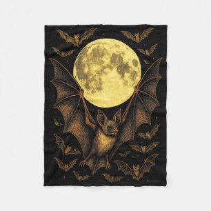 Bat Moon Halloween Gothic Spooky Nature Night Fleece Blanket